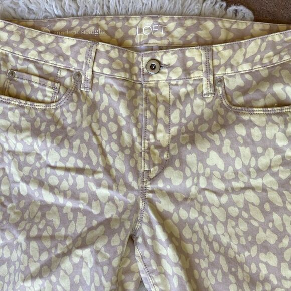 Loft Modern Straight Animal Print Classic Five Pocket Straight Leg Jeans Size 6 - Picture 3 of 13
